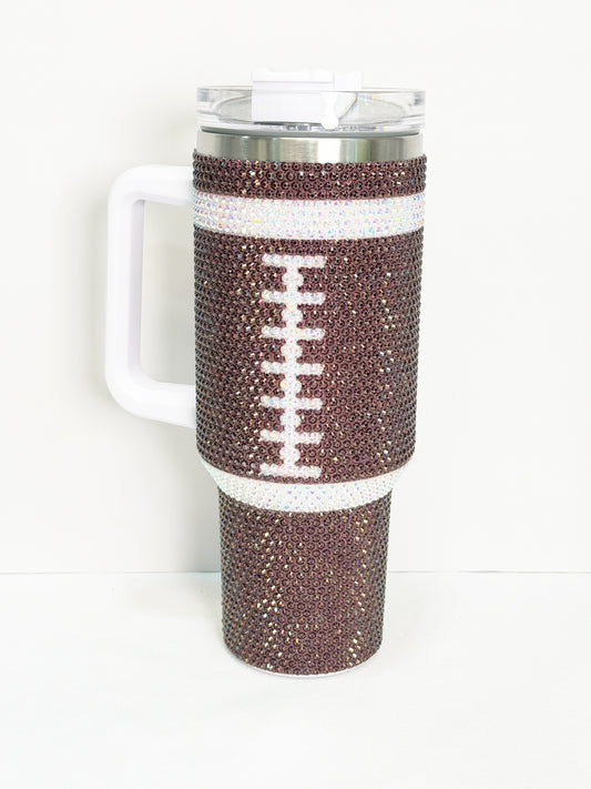 40oz Football Rhinestone Stainless Steel Tumbler