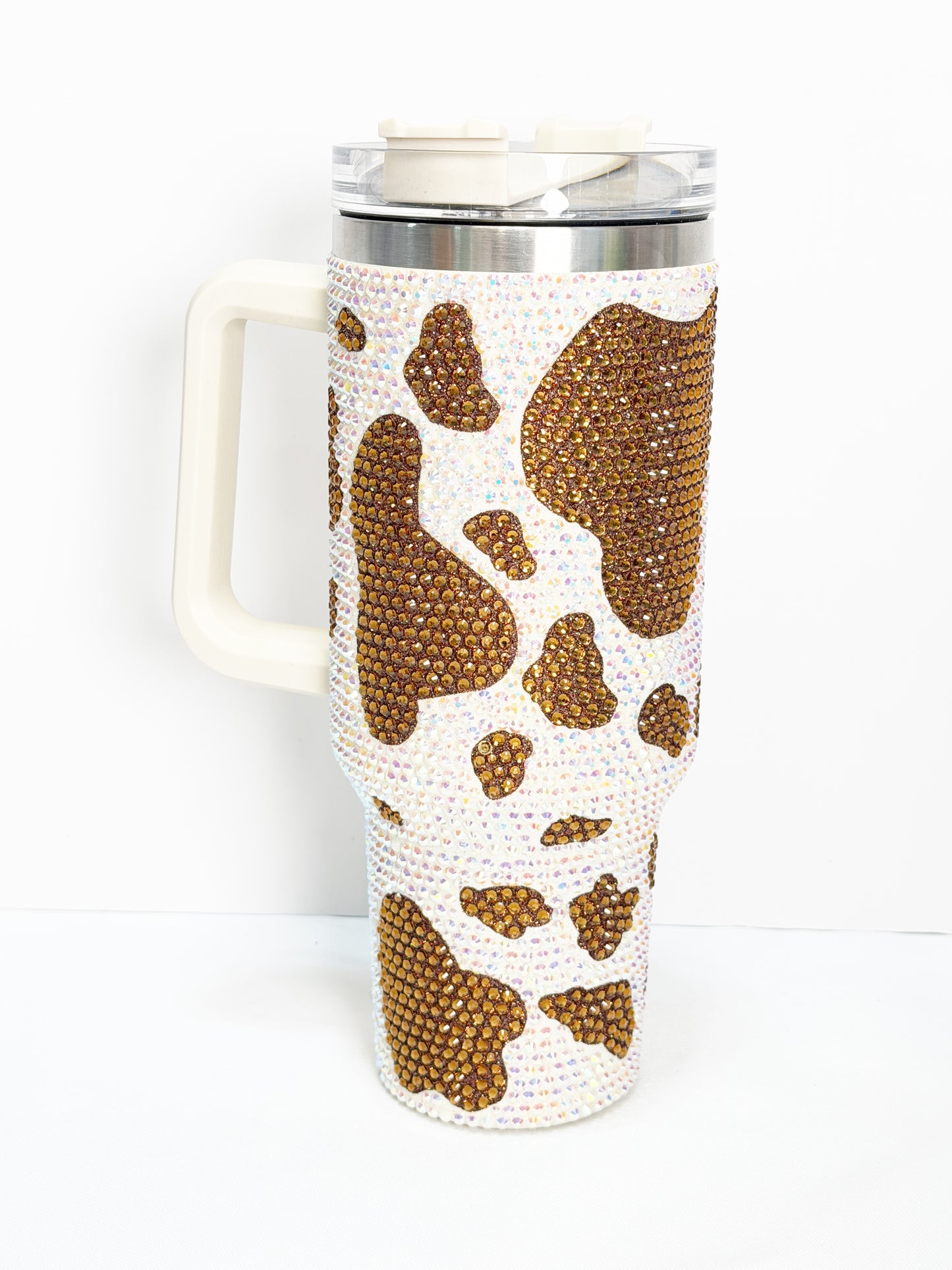 40oz Cow Print Rhinestone Stainless Steel Tumbler