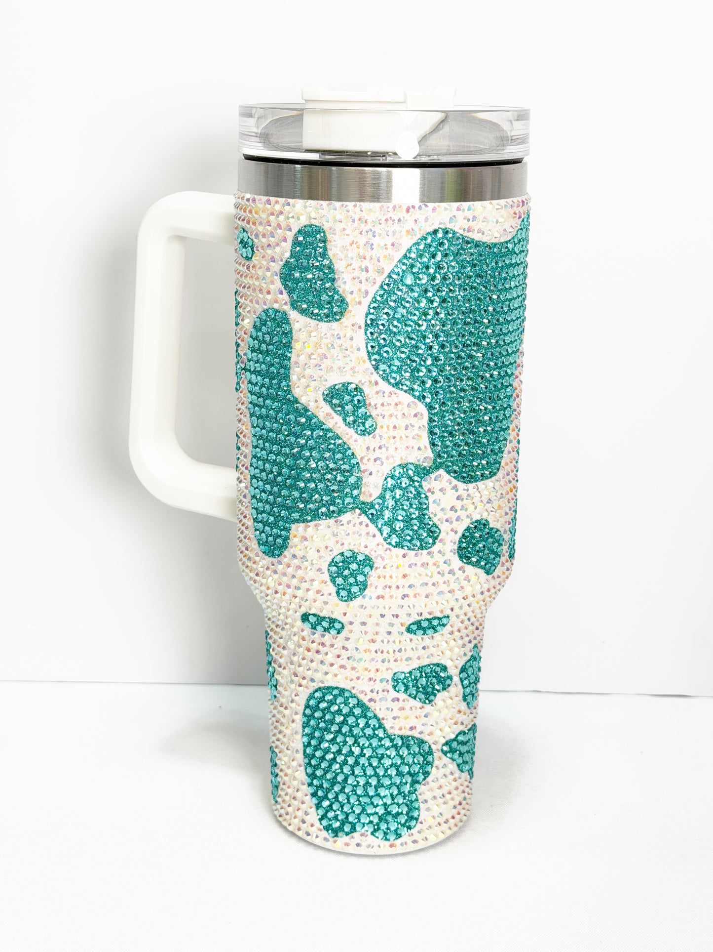 40oz Cow Print Rhinestone Stainless Steel Tumbler