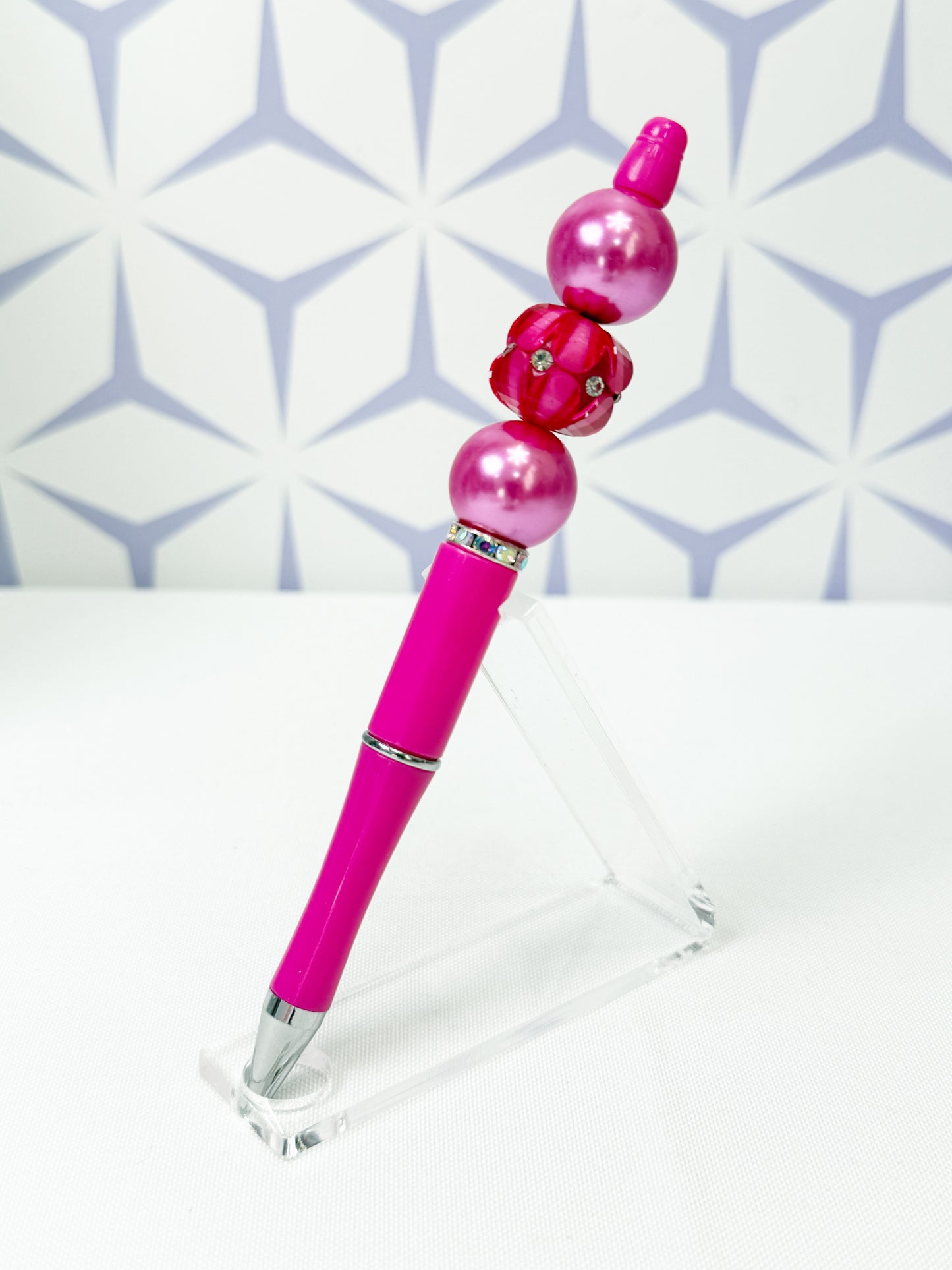 Pink Gem Bead Trio Pen