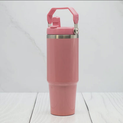30oz. Stainless Steel Tumbler Flip Lid w/Portable Handle (NON-SNOWGLOBE)