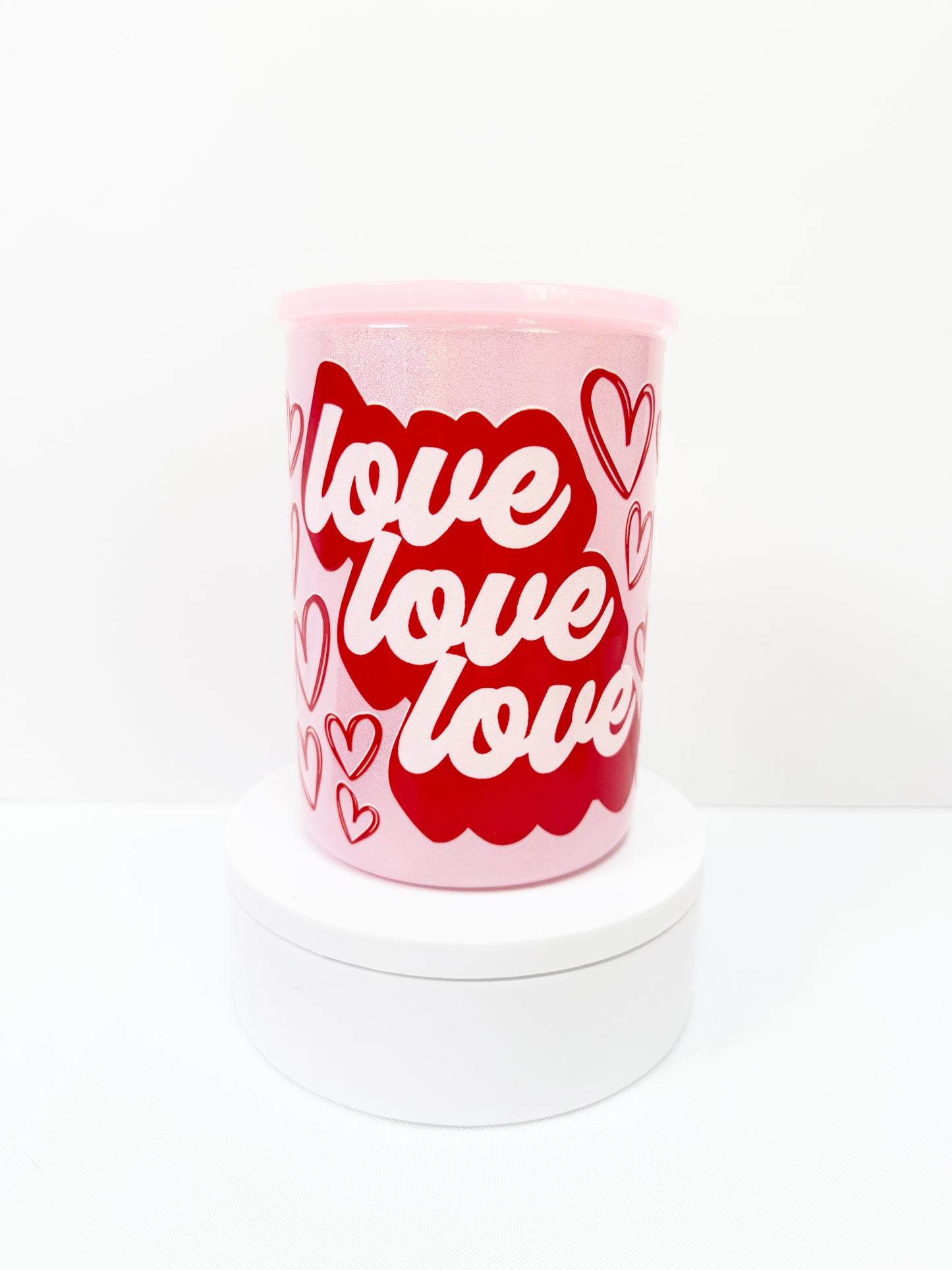 17oz LOVE LOVE LOVE Shimmer Glass Mug