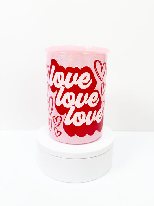 17oz LOVE LOVE LOVE Shimmer Glass Mug