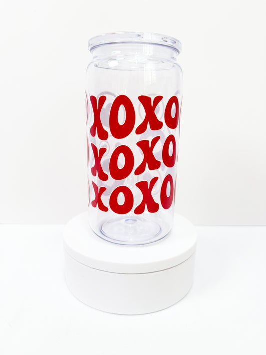 XOXO and Hearts Acrylic Tumbler