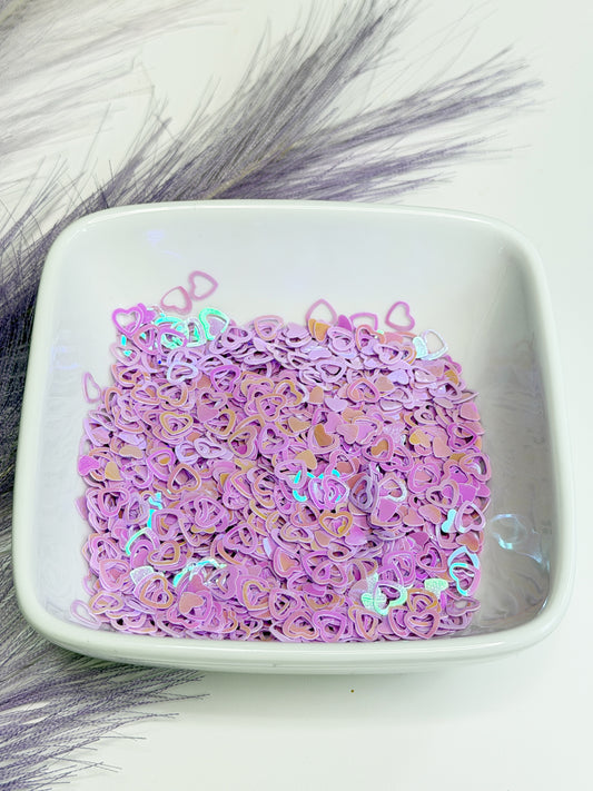 H106 Purple Hollow Hearts Glitter