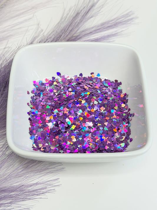 H110 Holo Purple Hearts Glitter