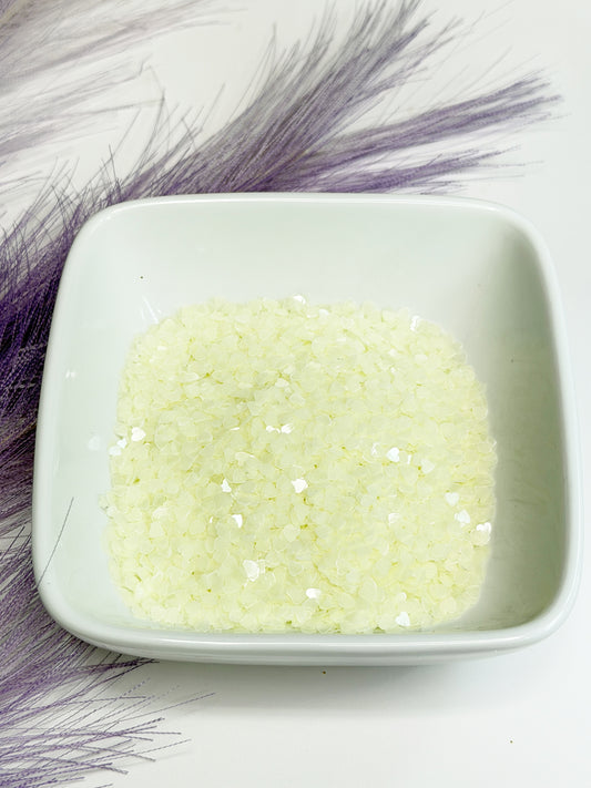 H116 White GLOW Hearts Glitter