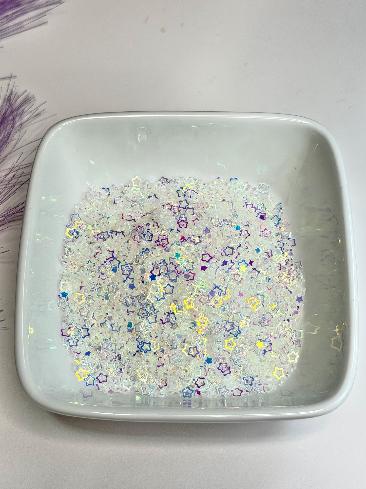 S111 AB Hollow White Star Glitter