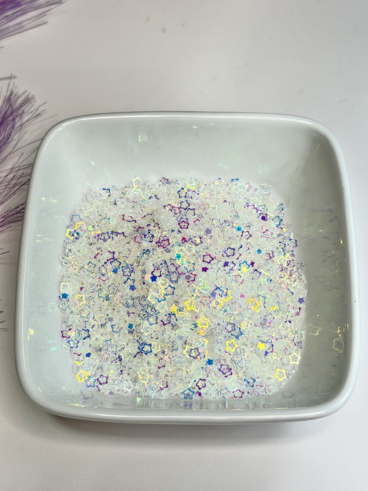 S111 AB Hollow White Star Glitter