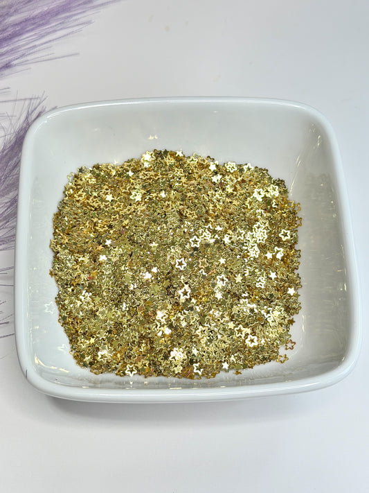 S112 Hollow Gold Star Glitter