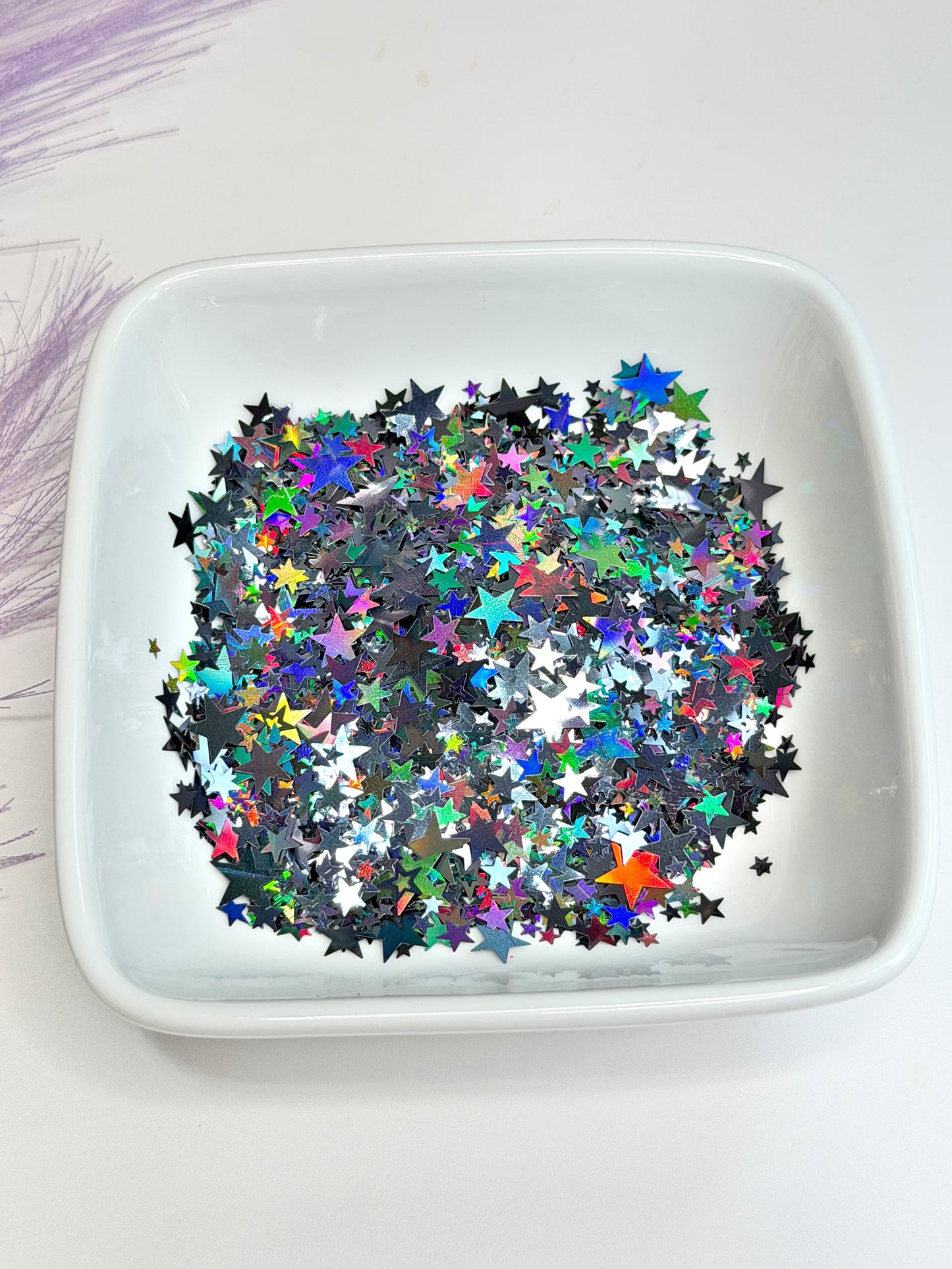 S114 Hollow Mixed-Size Black Star Glitter
