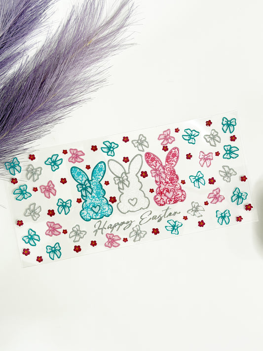 Happy Easter Lace Bunnies Wrap-1307