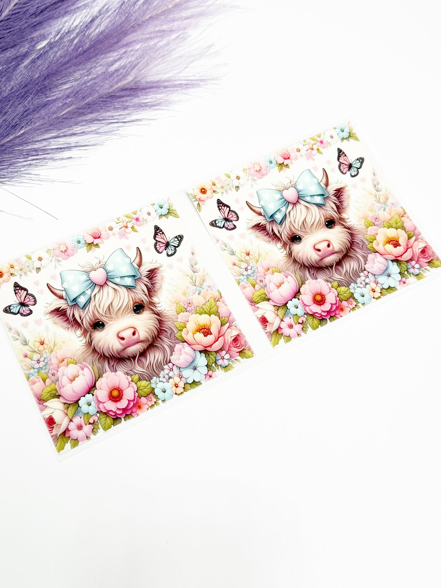 Pastel Floral Highland Cow Wrap-1561