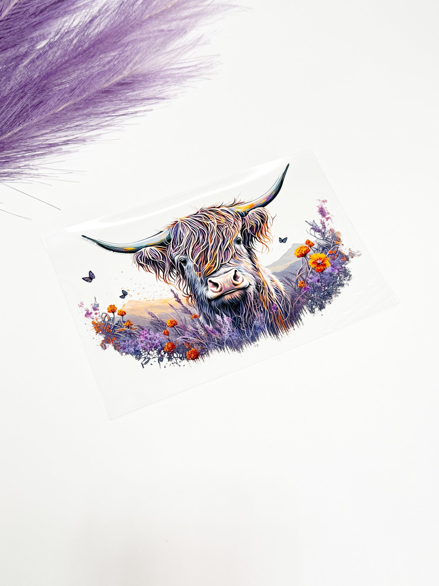 Floral Highland Cow Decal-1565