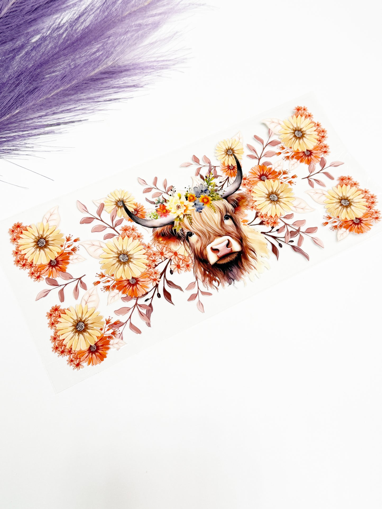 Floral Highland Cow Wrap-1574