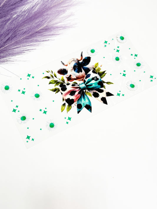 Cow Print Bow and Daisies Wrap-1584