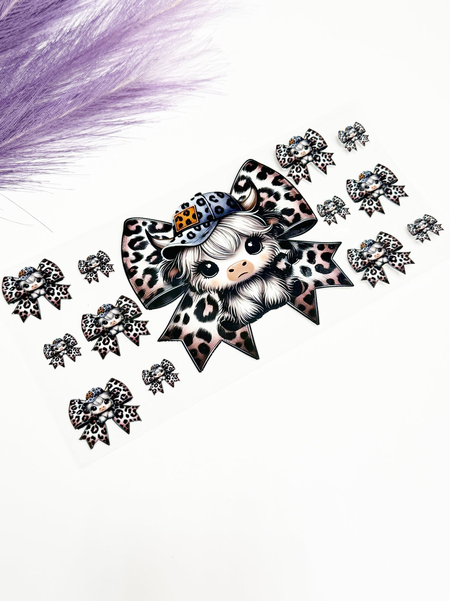 Leopard Print Bow and Beanie Cow Wrap-1589
