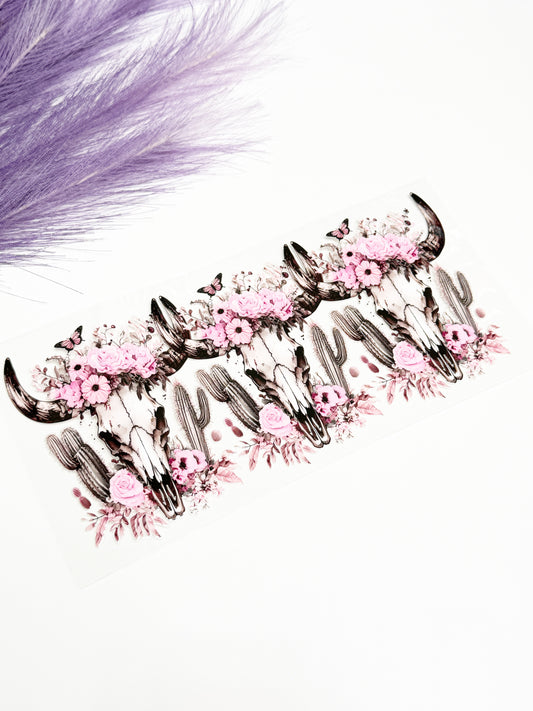 Pink Floral Steer Heads Wrap-1613