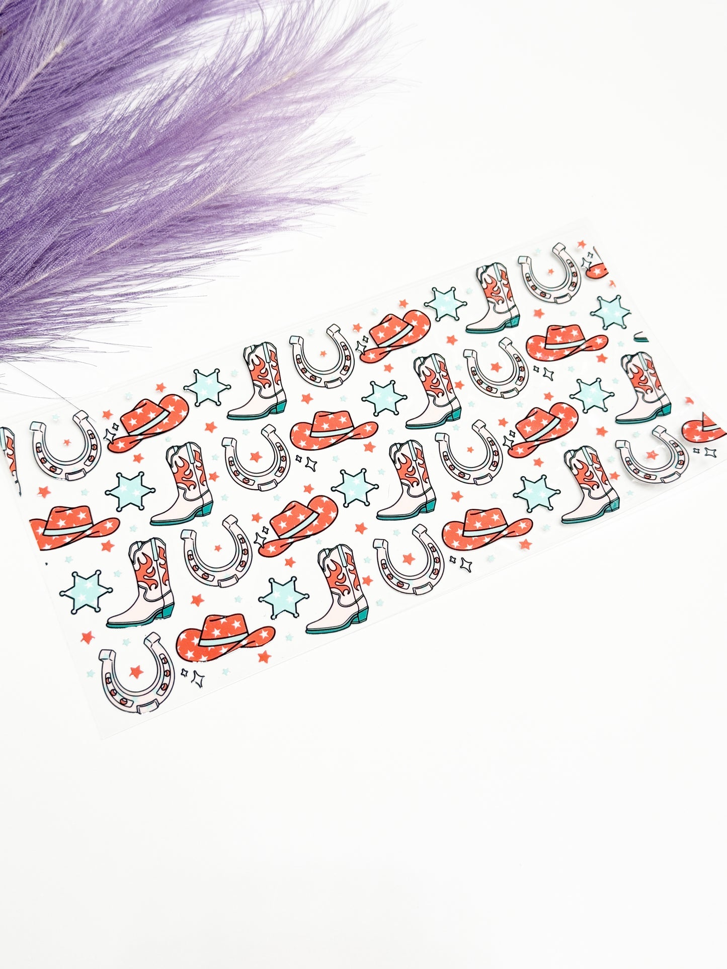 Teal/Coral Boots and Horseshoes Wrap-1623