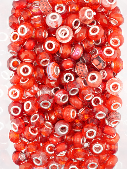 A mix of red colored spacers