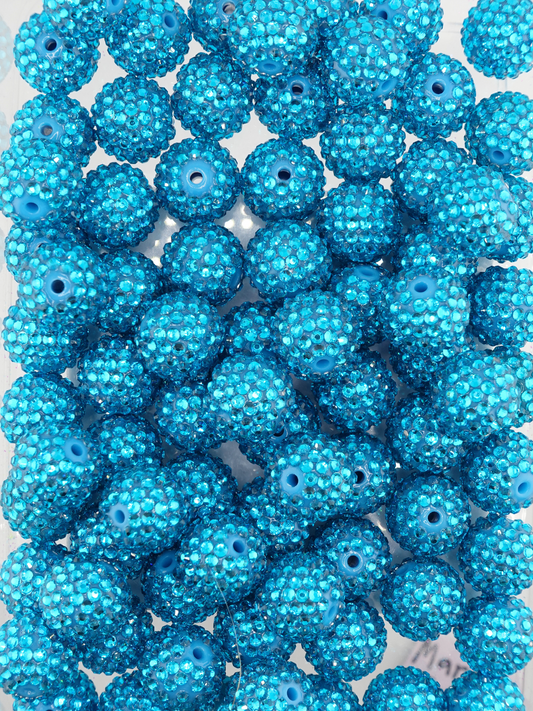Collection of blue rhinestone textured beads