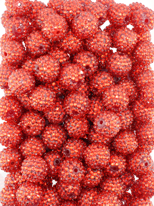 Collection of red rhinestone textured beads