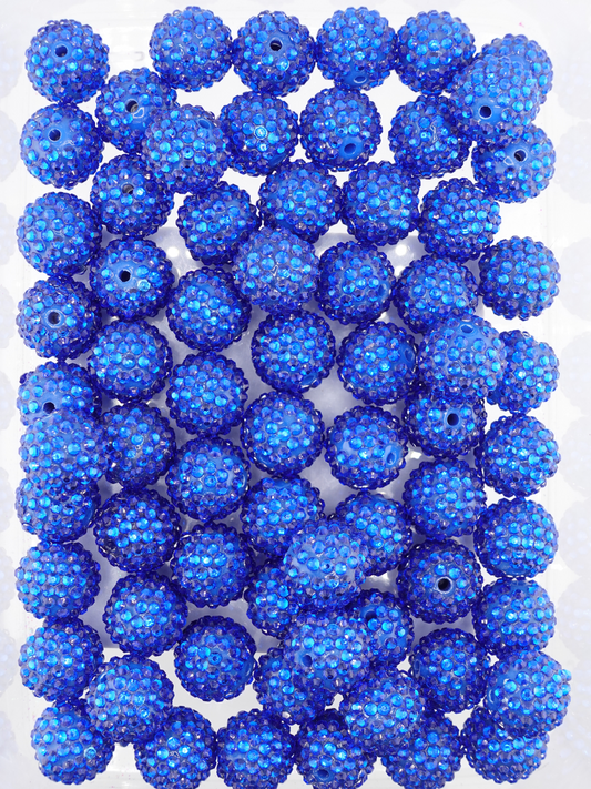 Collection of royal blue rhinestone textured beads