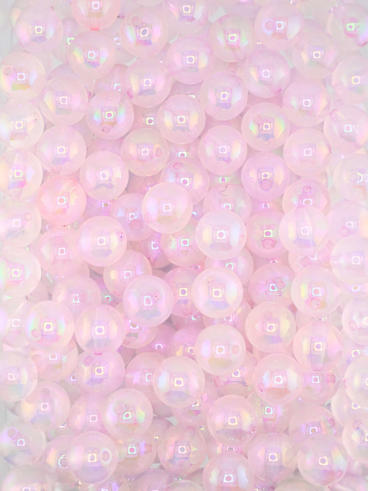 Collection of shimmer clear beads with a light pink color
