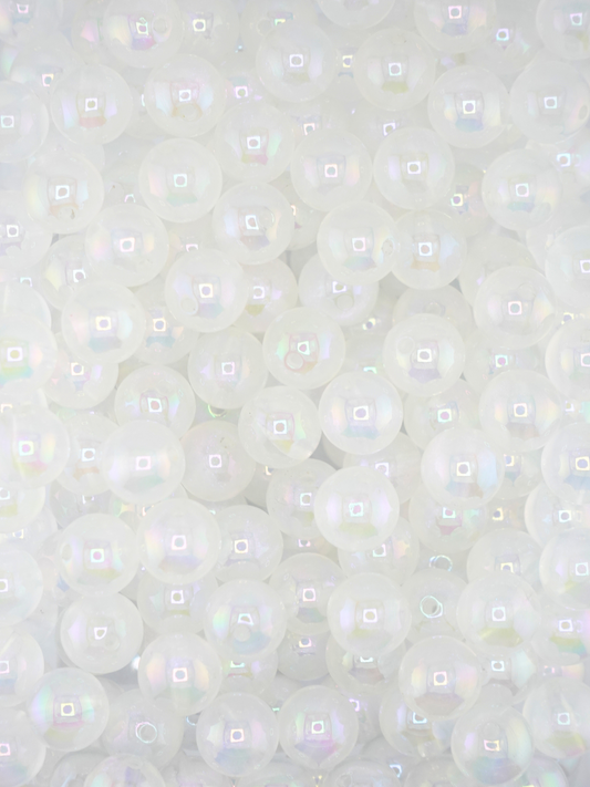 Collection of shimmer clear beads with a white color