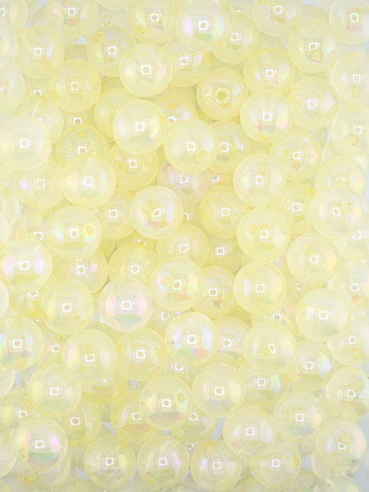 Collection of shimmer clear beads with a yellow color