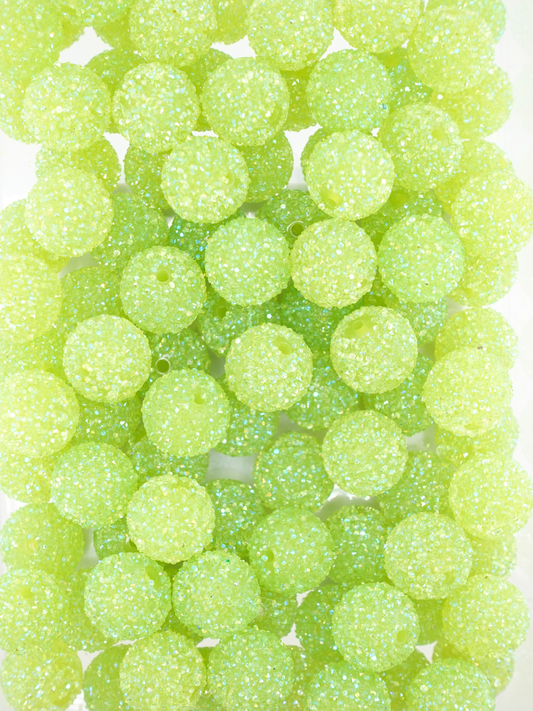 Collection of sugar jelly beads in the color lime green