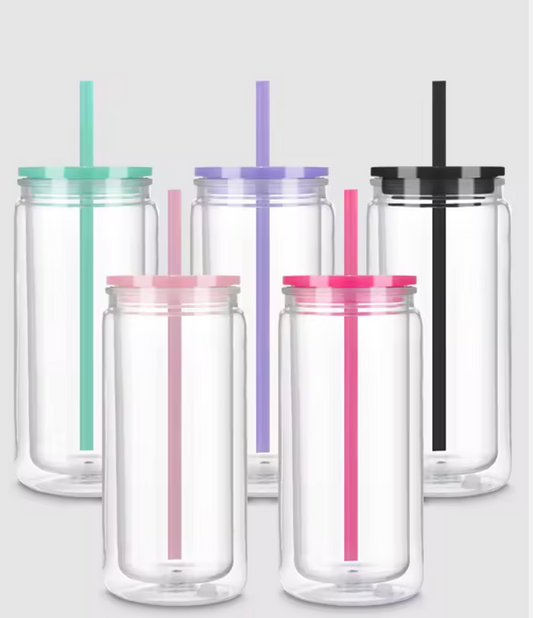 20oz ACRYLIC Snow-Globe Color Lid and Straw