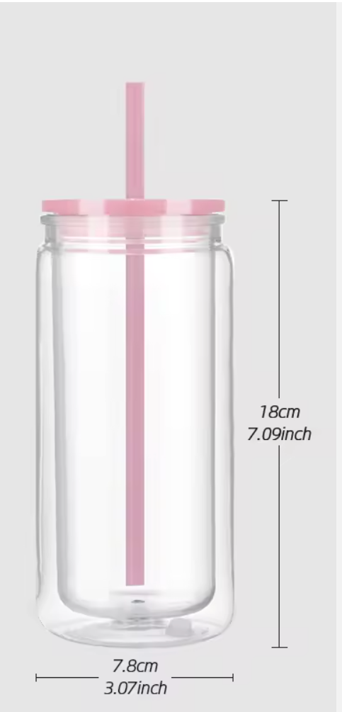 20oz ACRYLIC Snow-Globe Color Lid and Straw