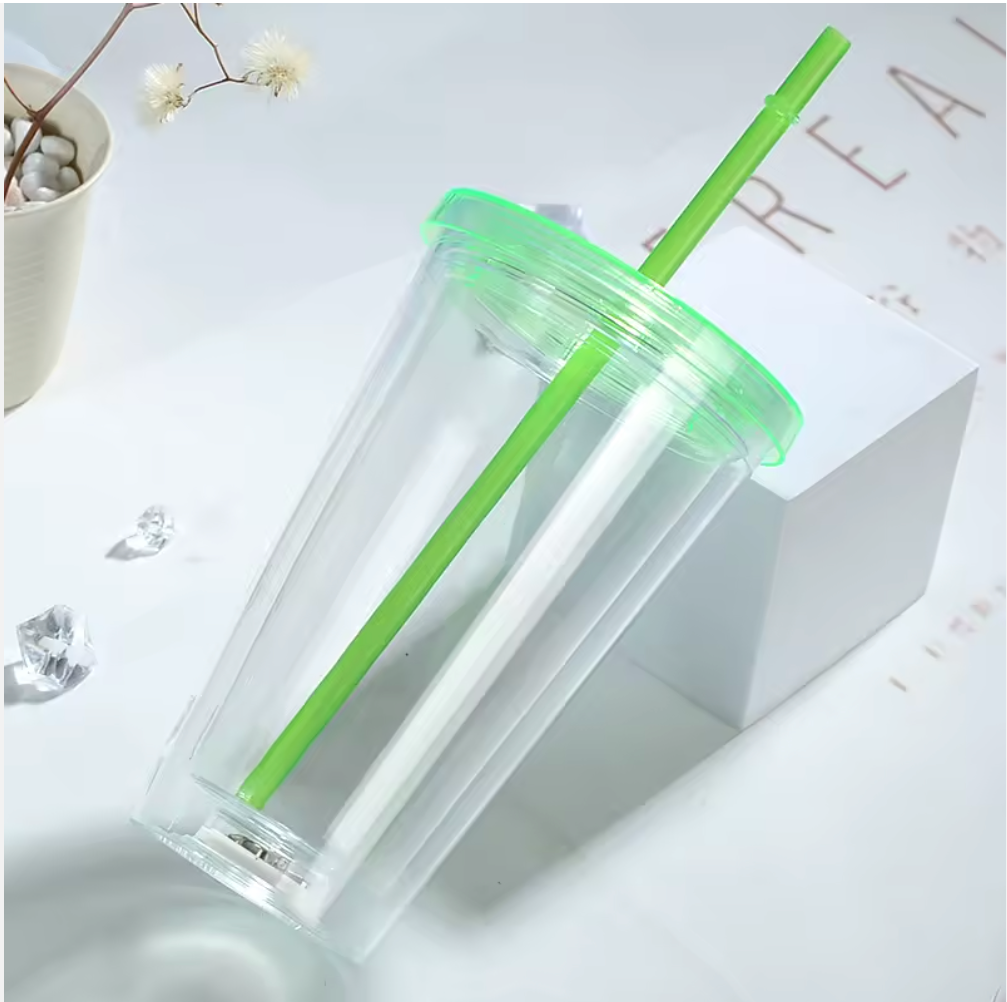 16oz Acrylic Double Walls Plastic Cups with LED Light-(NON SNOWGLOBE)