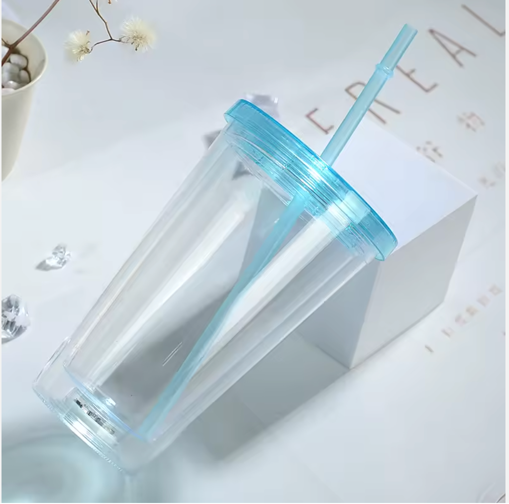 16oz Acrylic Double Walls Plastic Cups with LED Light-(NON SNOWGLOBE)