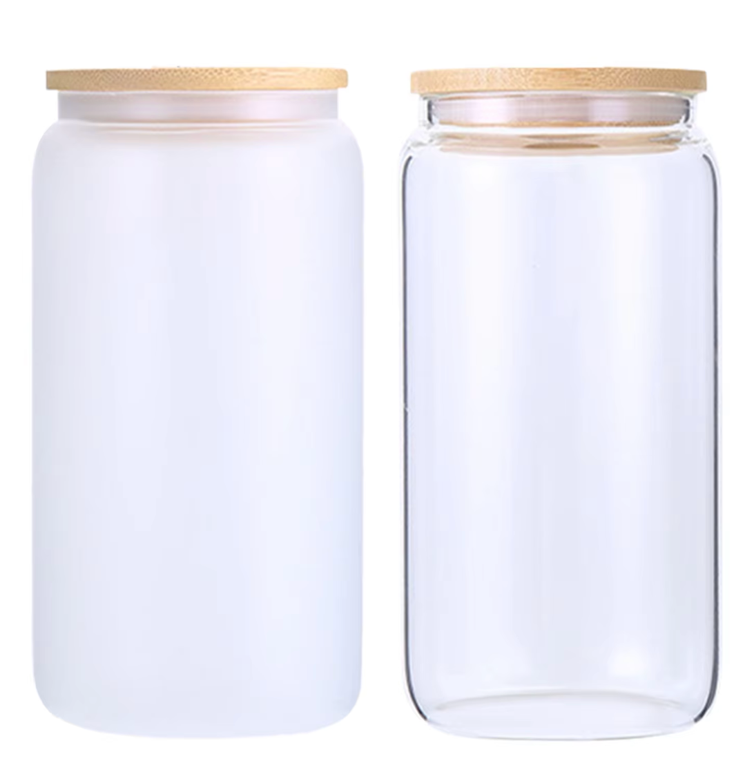 16oz GLASS Tumbler (NON-SNOWGLOBE) Clear & Frosted