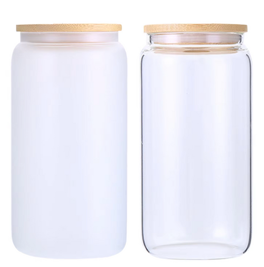 16oz GLASS Tumbler (NON-SNOWGLOBE) Clear & Frosted