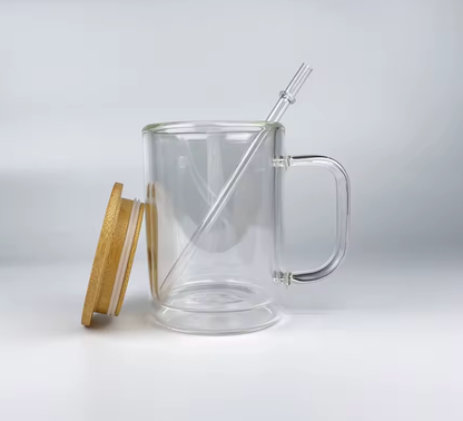 15oz Glass Snow Globe Mug w/Handle