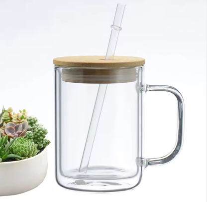 15oz Glass Snow Globe Mug w/Handle