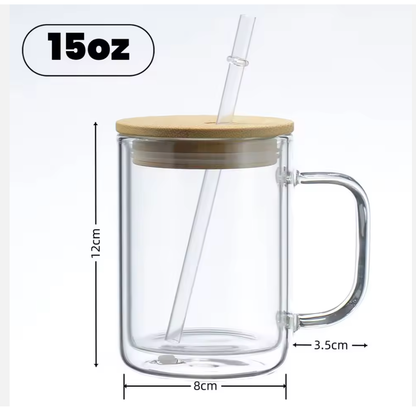 15oz Glass Snow Globe Mug w/Handle