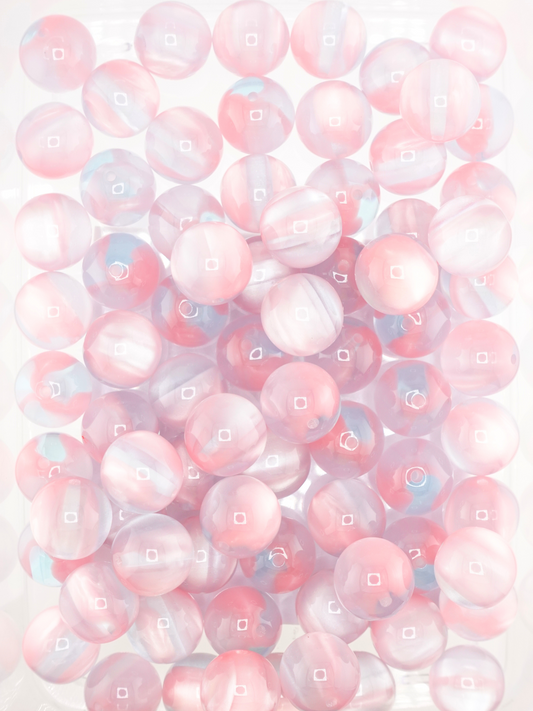 Collection of volcano beads in the colors pink and silver