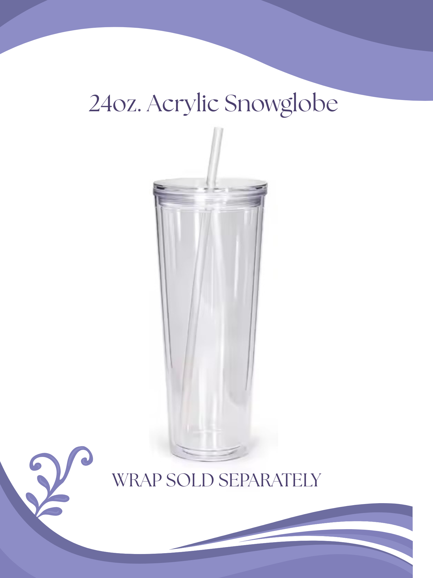 Clear acrylic snowglobe tumbler with straw 24oz
