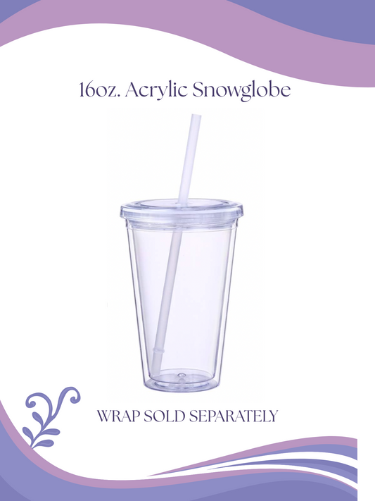 16oz Acrylic Snow Globe Tumbler