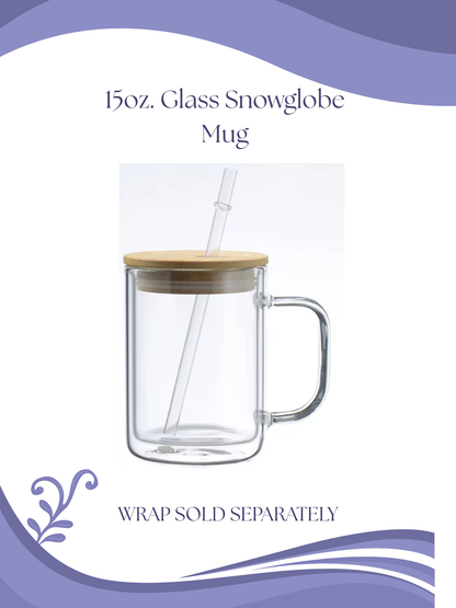15oz Glass Snow Globe Mug w/Handle